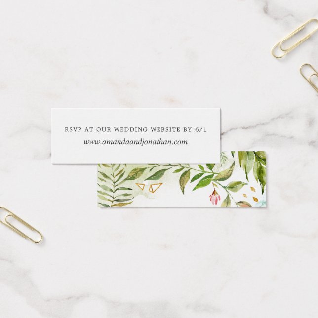 Watercolor Greenery Crystal Reply på webbplatsens  Litet Visitkort (Kontor)