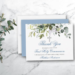 Watercolor Greenery Dusty Blue Communion Tack Kort