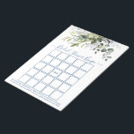 Watercolor Greenery Dusty Blue Möhippa Bingo Anteckningsblock<br><div class="desc">I den moderna Eleganten Watercolor Botanical Grey Möhippa Bingo Lakan Anteckningsblock ingår eukalyptus löv,  botaniskt lövträd i grönt,  dammiga blå löv och andra vackra botaniska grönområden. Trendig Calligraphy Script. Dusty Blue.</div>