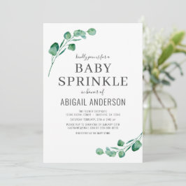 Watercolor Greenery Eucalyptus Baby Sprinkle Inbjudningar