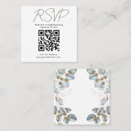 Watercolor Greenery Eucalyptus Bröllop Fyrkantigt Visitkort