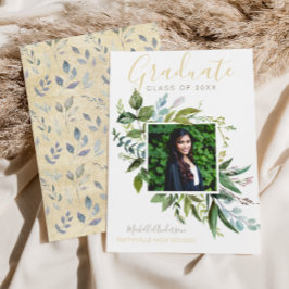 Watercolor Greenery Eucalyptus Guld Photo Grad Meddelande