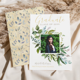 Watercolor Greenery Eucalyptus Guld Photo Grad Meddelande