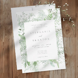 Watercolor Greenery Fern Rustic Wedding Inbjudningar