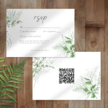 Watercolor Greenery Fern Rustic Wedding QR