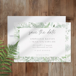 Watercolor Greenery Fern Rustic Wedding Spara Datumet