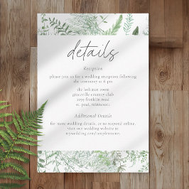 Watercolor Greenery Fern Rustic Wedding Tilläggskort