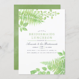 Watercolor Greenery Foliage Bridesmaids Luncheon Inbjudningar