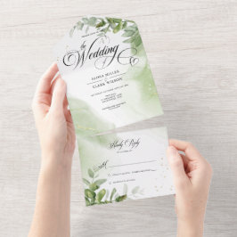 Watercolor Greenery Foliage Bröllop