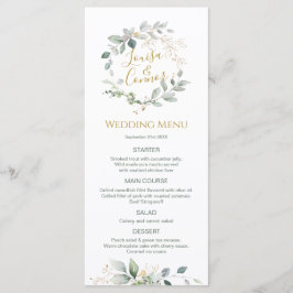 Watercolor Greenery Foliage Bröllop Menu Meny