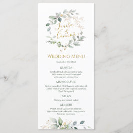 Watercolor Greenery Foliage Bröllop Menu Meny