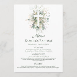 Watercolor Greenery Foliage Kor Baptism Menu Meny
