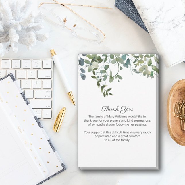 Watercolor Greenery Funeral Bereavement Tack (Skapare uppladdad)