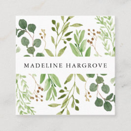 Watercolor Greenery | Fyrkantigt Visitkort