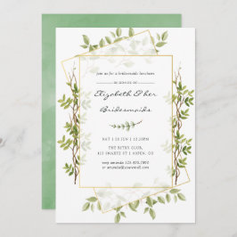 Watercolor Greenery Geometric Bridesmaids Luncheon Inbjudningar