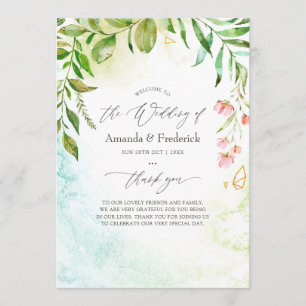 Watercolor Greenery Geometric Crystal Bröllop Program