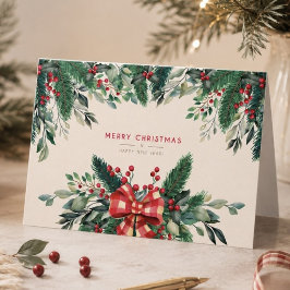 Watercolor greenery God jul Kort