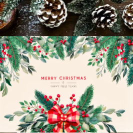 Watercolor greenery God jul Kort