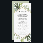 Watercolor Greenery Guld Hexagon Bröllop Meny<br><div class="desc">Den här bröllop-menyn har färgat eucalyptus,  grönt löv,  blommor med en faux guld geometric hexagon ram. Om du vill ha en mer avancerad anpassning av den här designen klickar du på länken Anpassa ytterligare. Matchande objekt är också tillgängliga.</div>