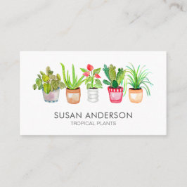 Watercolor Greenery Houseplanty Nursery Visitkort
