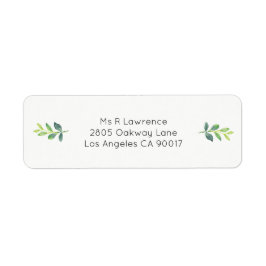 Watercolor Greenery Löv Foliage Returadress Etikett