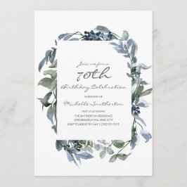Watercolor Greenery Löv Women's 70 Birthday Inbjudningar