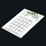 Watercolor Greenery Möhippa Bingo Anteckningsblock<br><div class="desc">I den moderna Eleganten Watercolor Botanical Grey Möhippa Bingo Lakan Anteckningsblock ingår eukalyptus löv,  botaniskt lövträd i grönt,  dammiga blå löv och andra vackra botaniska grönområden. Trendig Calligraphy Script.</div>