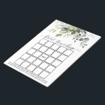 Watercolor Greenery Möhippa Bingo Anteckningsblock<br><div class="desc">I den moderna Eleganten Watercolor Botanical Grey Möhippa Bingo Lakan Anteckningsblock ingår eukalyptus löv,  botaniskt lövträd i grönt,  dammiga blå löv och andra vackra botaniska grönområden. Trendig Calligraphy Script.</div>