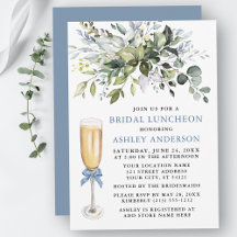 Watercolor Greenery Möhippa Luncheon Dusty Blue