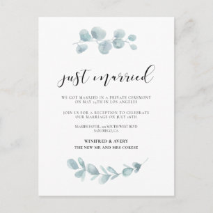 Watercolor greenery Ny gifta-meddelande Vykort