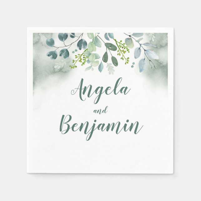 Watercolor Greenery Pappersservett (Framsidan)