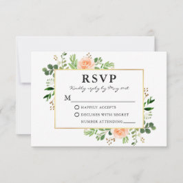 Watercolor Greenery Peach Ro Bröllop OSA Kort