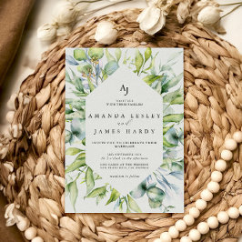 Watercolor Greenery Ram Winter Wedding Party Inbjudningar
