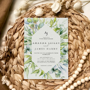 Watercolor Greenery Ram Winter Wedding Party Inbjudningar