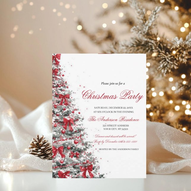 Watercolor Greenery Red Berries Christmas Party Inbjudningar (Skapare uppladdad)