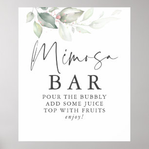 Watercolor Greenery Ro Guld Mimosa Pub Sign Poster