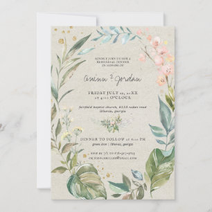 Watercolor Greenery Rosa Blommigt Repetitionsmid