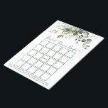 Watercolor Greenery Sage Grönt Möhippa Bingo Anteckningsblock<br><div class="desc">I den moderna Eleganten Watercolor Botanical Grey Möhippa Bingo Lakan Anteckningsblock ingår eukalyptus löv,  botaniskt lövträd i grönt,  dammiga blå löv och andra vackra botaniska grönområden. Trendig Calligraphy Script. Sage Grönt.</div>