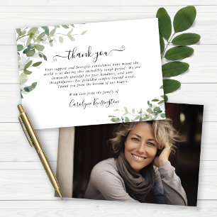 Watercolor Greenery Sympathy Photo Tack Kort