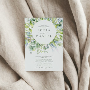 Watercolor Greenery Winter Wedding Party Inbjudningar