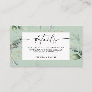 Watercolor Greenery with Sage and Guld Details Bus Visitkort