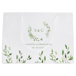 Watercolor Greenery Wreath monogram wedding