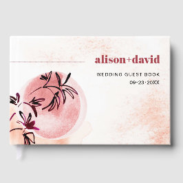 Watercolor gren och måne Japandi bröllop Gästböcker