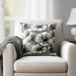 Watercolor Grey Floral Kudde