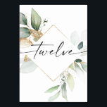 Watercolor Grey och Guld Bordsnummer Tolv<br><div class="desc">Den här bordsnumret har en elegant arrangemang av eukalyptus grey och ett minimalt typsnitt. Klicka på knappen "Klicka för att anpassa ytterligare" för att redigera skriptordalydelsen färg och färg i bakgrunden. Se hela samlingen för mer matchande objekt!</div>