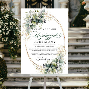 Watercolor Grön Guld Avstängd Ceremoni Bröllop Poster