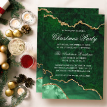 Watercolor Grönt Guld Marble Geode jul Party
