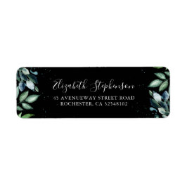 Watercolor Grönt Löv Bröllop Returadress Etikett