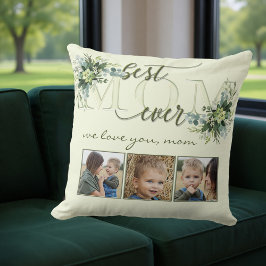 Watercolor Grönt Löv Mamma Photo Pillow Kudde