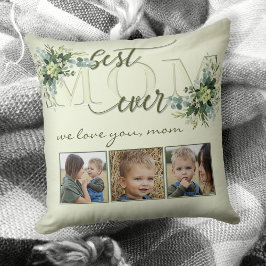 Watercolor Grönt Löv Mamma Photo Pillow Kudde